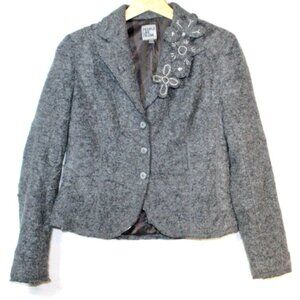 People Like Frank womens blazer size S gray wearable art button front classic